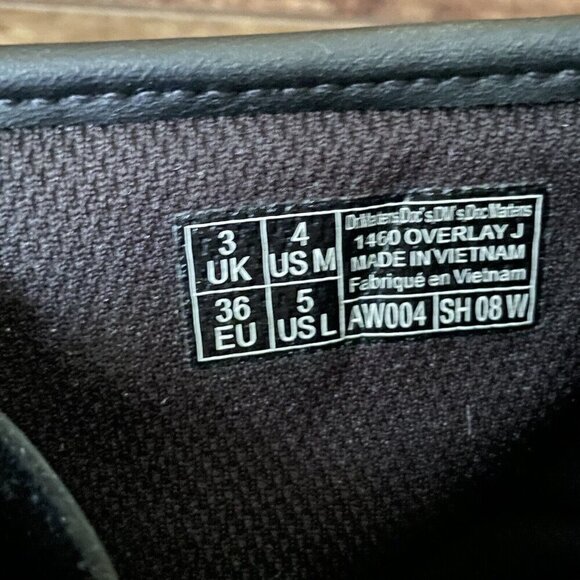 Dr Martens Womens 1460 Boots Sz US 5 UK 3 Black Overlay Leather Combat Punk Zip - Picture 7 of 7